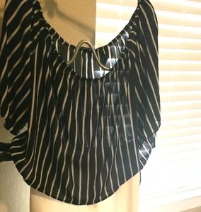 Women's Black and White Blouse Sz 1XL